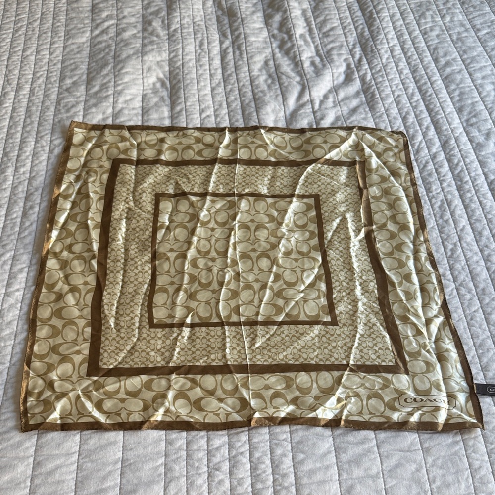 Coach Tan and Cream Geometric Scarf